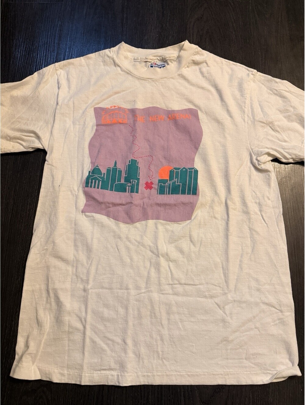 VNTG 90s San Jose Arena "Yes on H" Cheers Shirt Hanes Beefy Size L Single Stitch